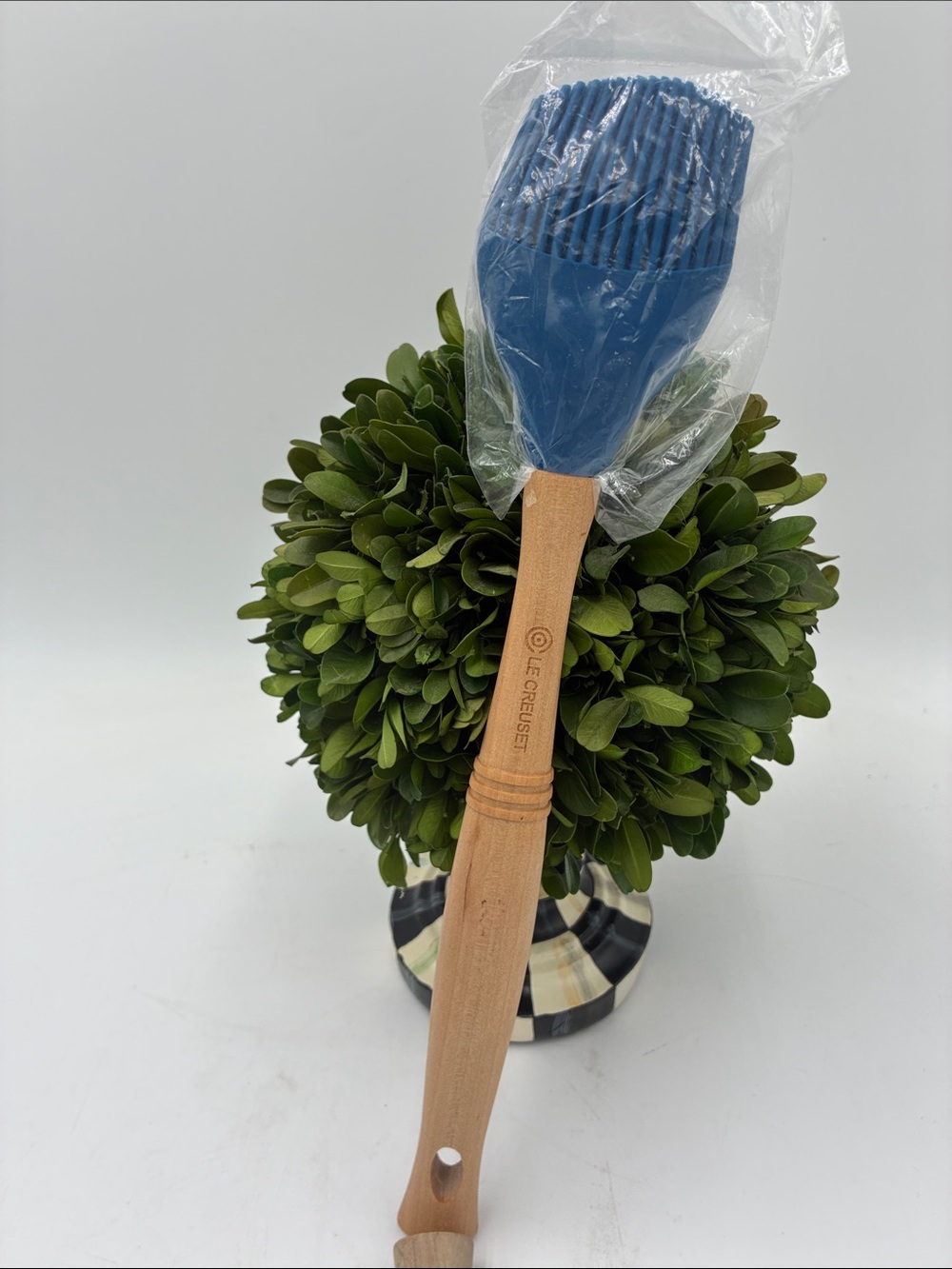 Le Creuset Blue Silicone Basting Brush with Natural Wood Handle